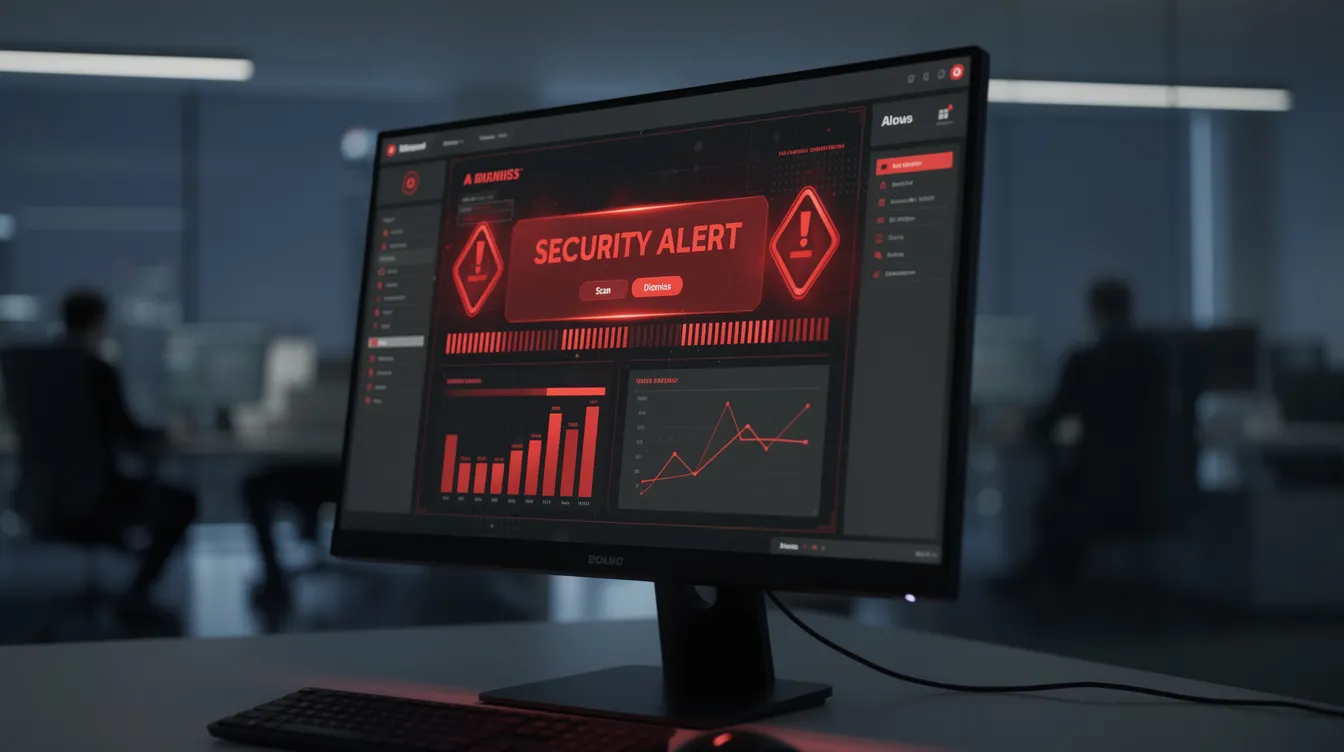 Windows Defender arayüzünde uyarı ışıkları yanan bir bilgisayar ekranı
