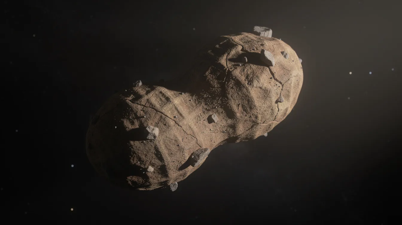 NASA'nın Lucy uzay aracı tarafından görüntülenen Donaldjohanson asteroidi.