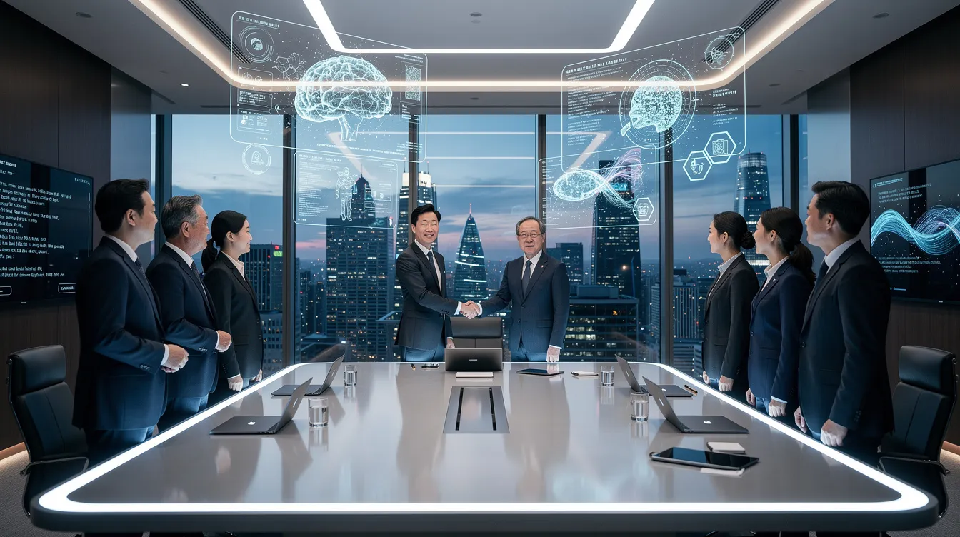 Samsung Electronics Yönetim Kurulu Başkanı Lee Jae-yong ve OpenAI CEO'su Sam Altman anlaşma töreninde