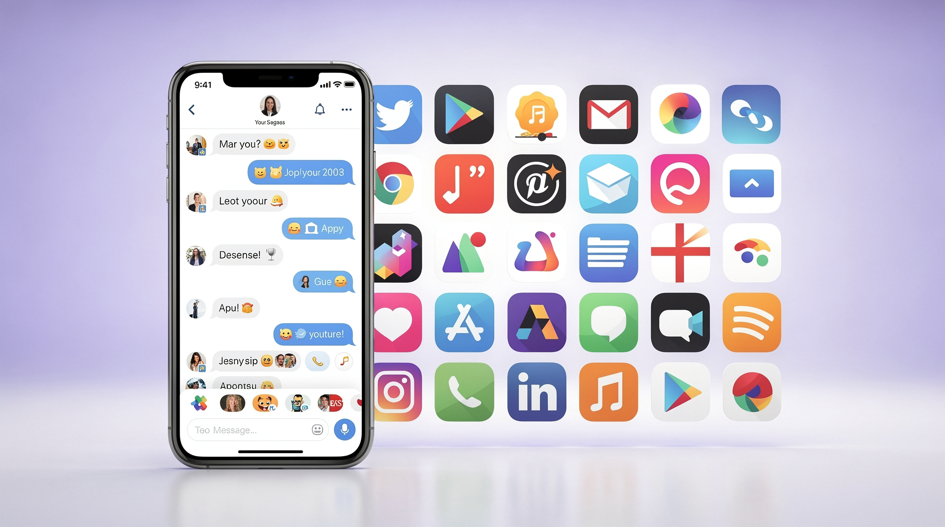 Bir akıllı telefon ekranında ChatGPT arayüzünün uygulama ızgarasına dönüşümü.