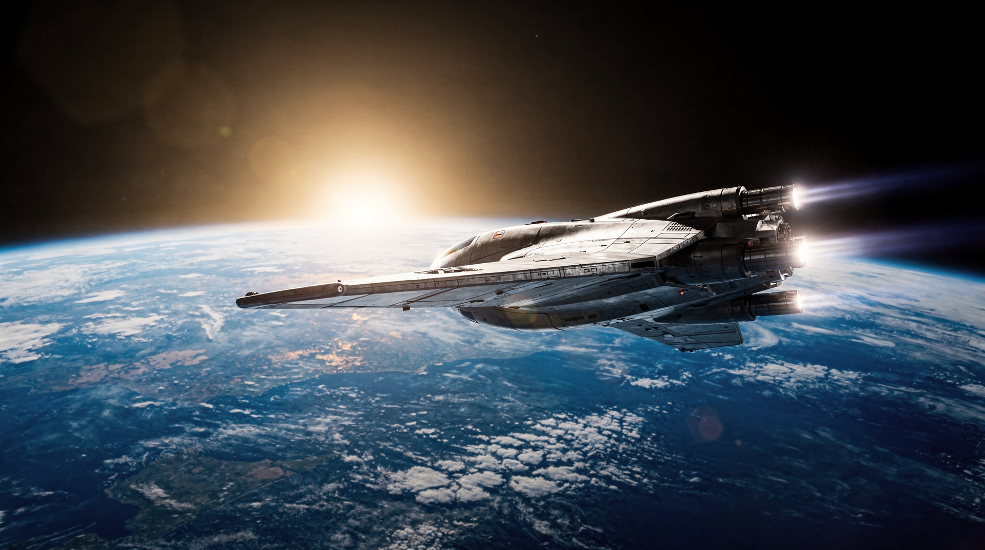 Impulse Space'in Mira uzay aracının yörüngede manevra yaparken Dünya'nın ufkunun üzerinde görülen illüstrasyonu