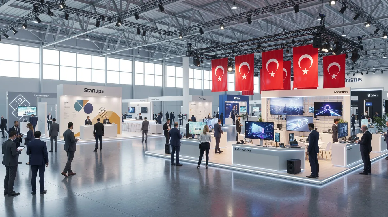Türk girişimlerin küresel yatırımcılarla buluştuğu teknoloji fuarı sahnesi