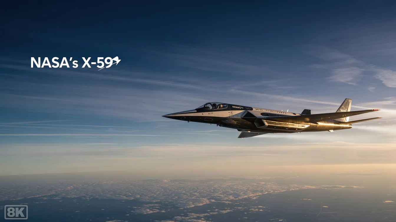 NASA'nın deneysel X-59 uçağı, Edwards Hava Kuvvetleri Üssü üzerinde süpersonik uçuş gerçekleştiriyor.