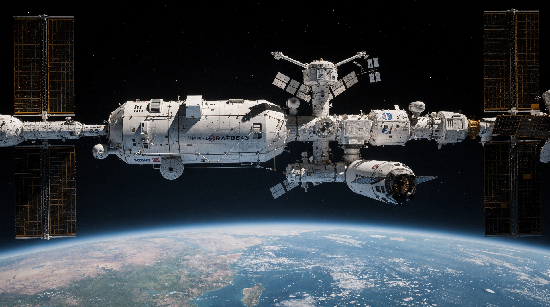 Yörüngede ISS ve bağlı Crew Dragon kapsülü