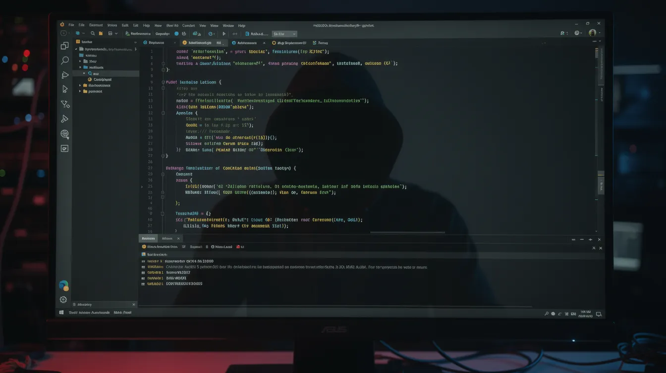 Kod editöründe gizlenmiş zararlı bir Python dosyası ve terminal penceresi