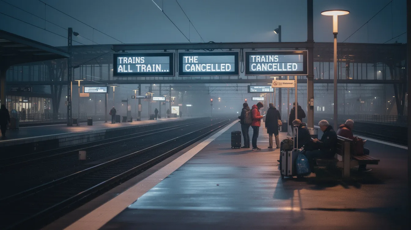 Deutsche Bahn'ın felç olduğu gece Berlin Hauptbahnhof'ta bekleyen yolcular