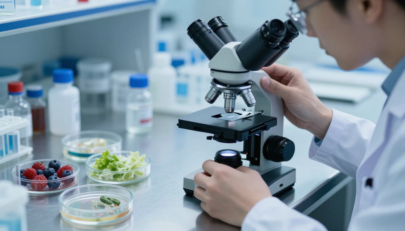 Bir laboratuvar ortamında mikroskop altında incelenen cyclospora paraziti örnekleri