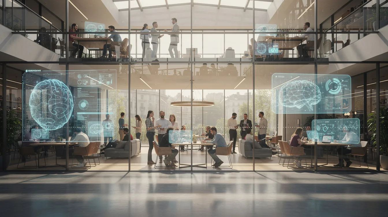 Station F'nin Paris'teki ikonik kampüs binasının dış cephesi ve F/ai program logosu
